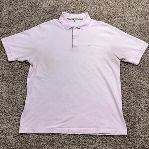 Burberry Light Pink Polo Shirt - Size Large - Iconic Check Trim